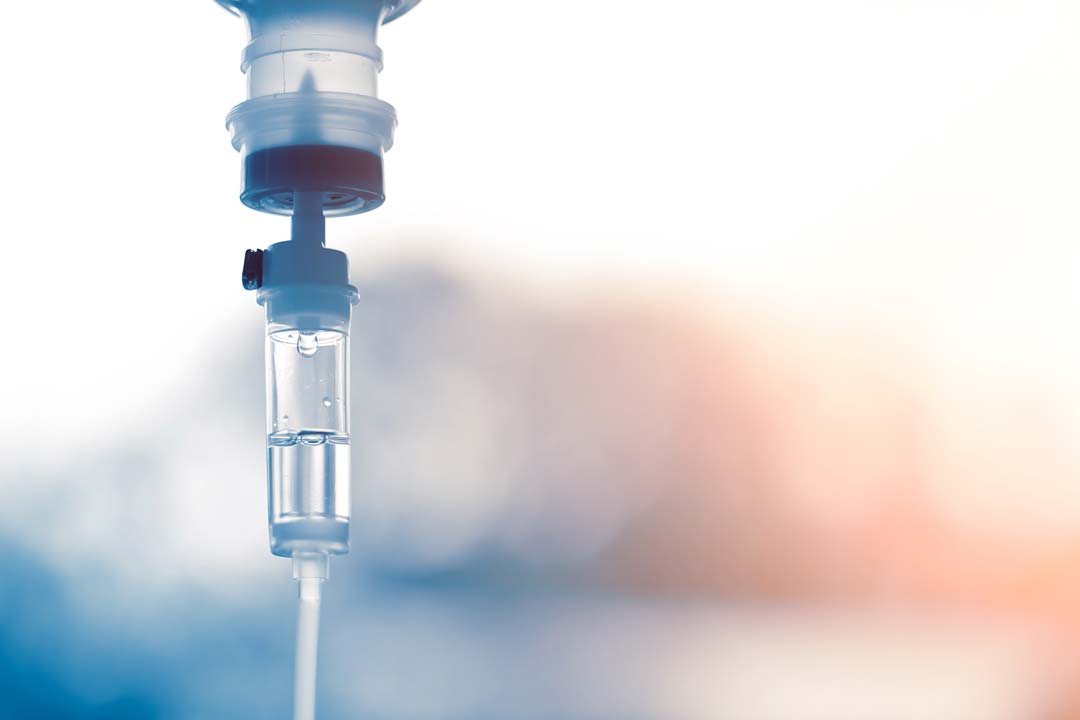 a close image of water in an IV